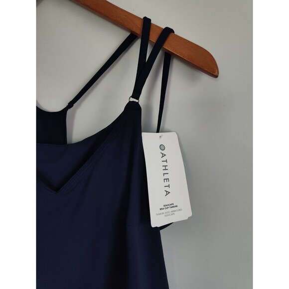 Athleta Seascape Bra Cup Blousy Modest Tankini Top Navy Blue 36B 36C Medium NWT - Picture 5 of 11